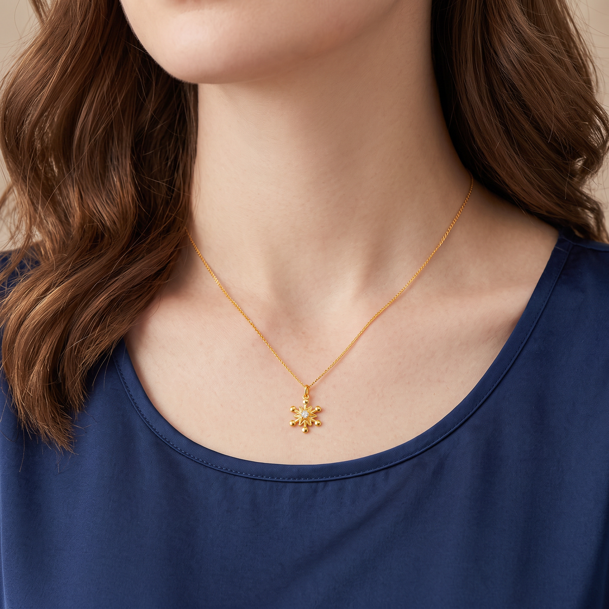 24k 999 Gold SnowFlake Winter Pendant Necklace