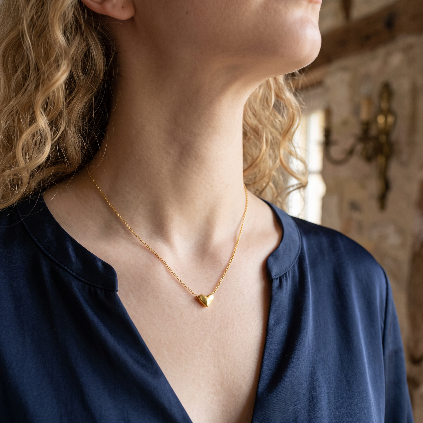 24K 999 Fine Gold Mini Minimal Heart Pendant Necklace