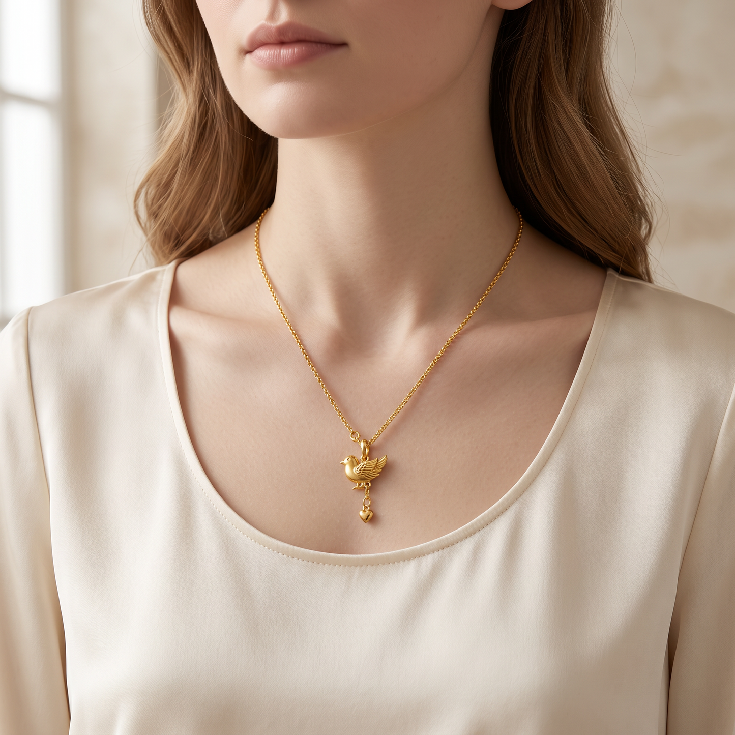 24K 999 Fine Gold Moving Lucky Duck Charm Pendant