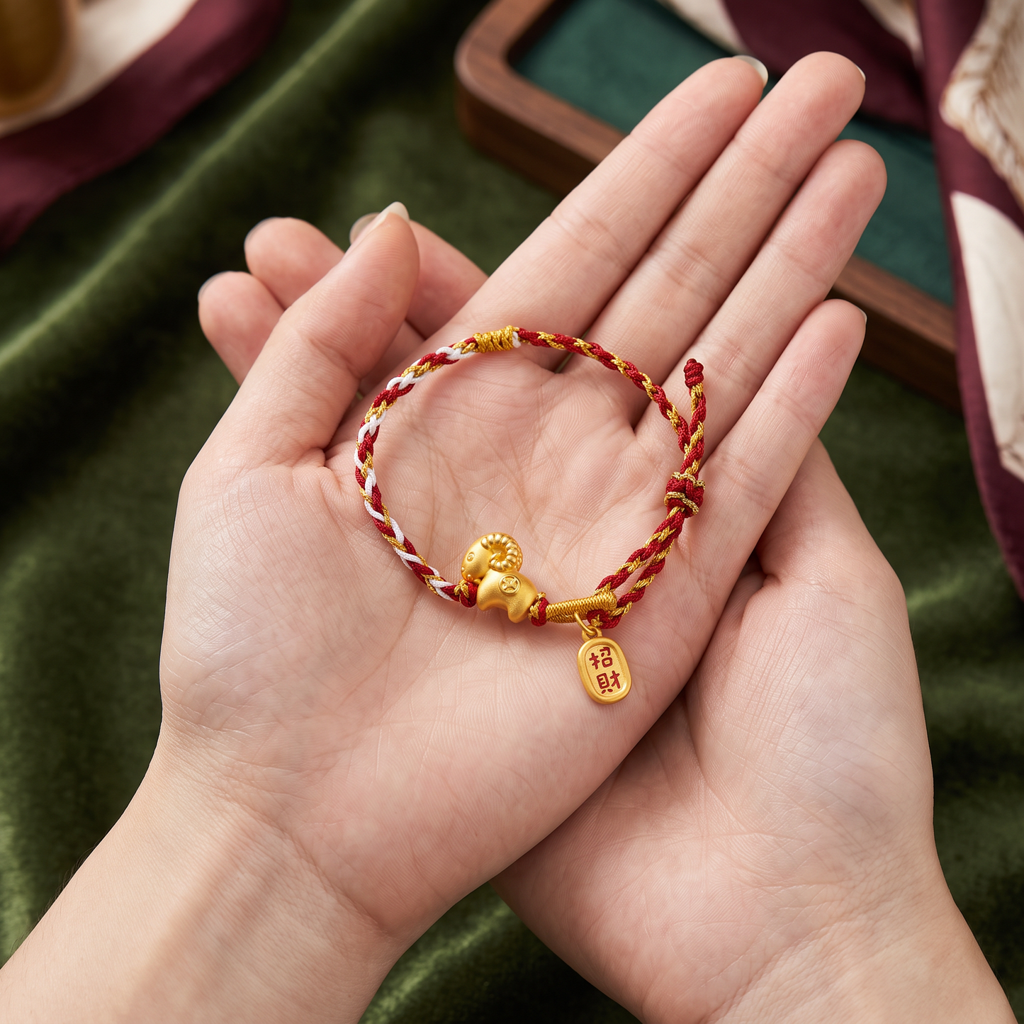 24K Hard 3D Gold Chinese Zodiac 2027 Year of Goat Charm Pendant