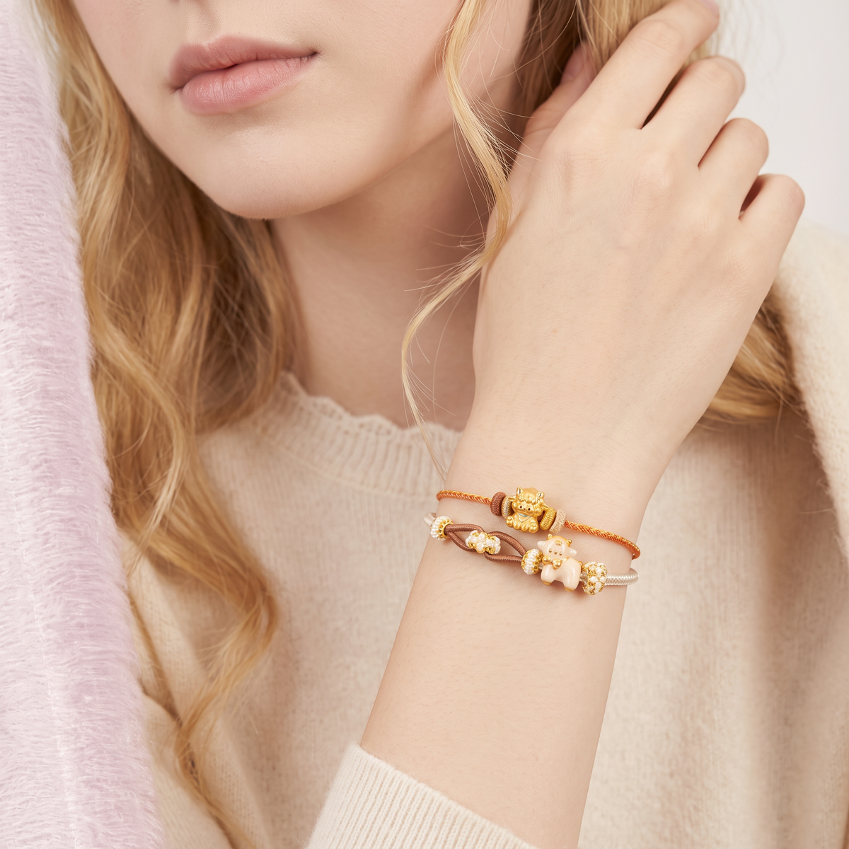 24k 999 Gold Cute Zodiac Year of the Sheep Spacer D.I.Y Charm