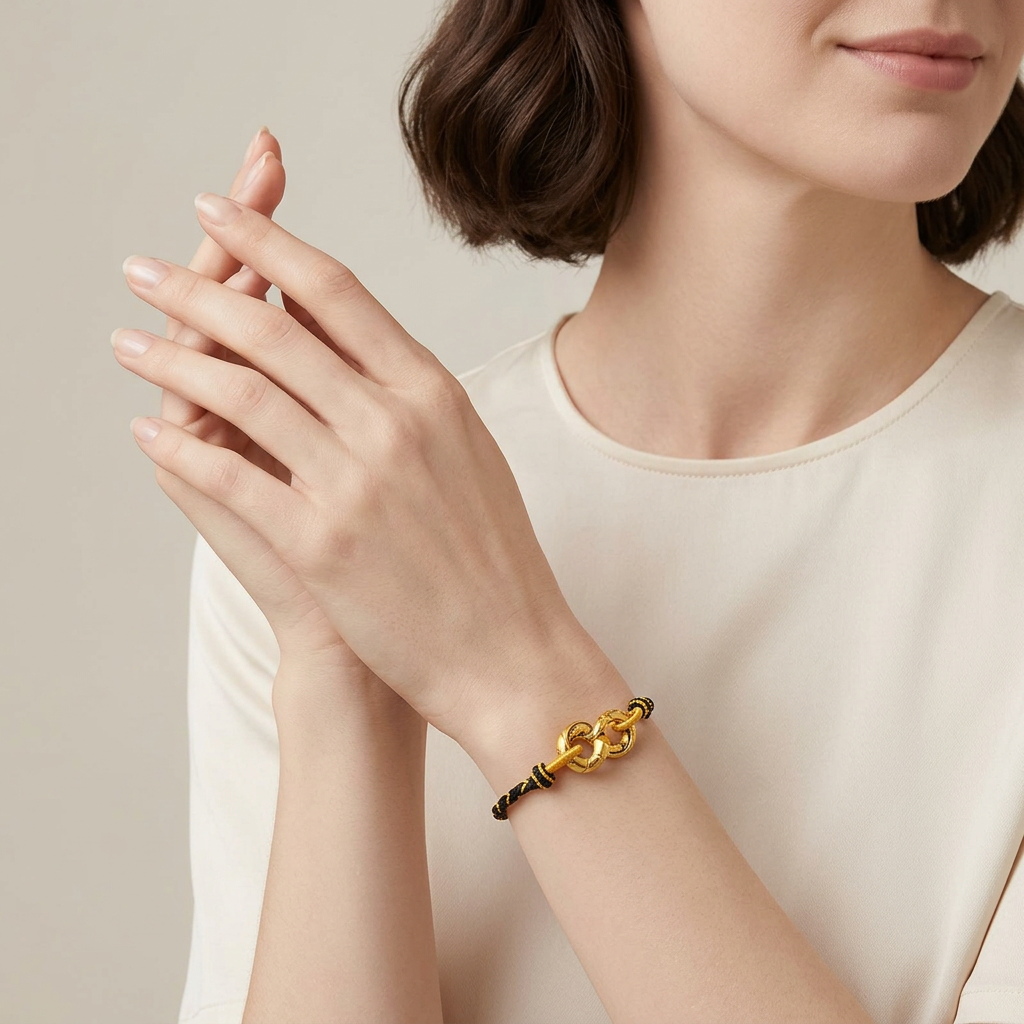 24K 999 Gold Ouroboros Charm Elegant Unisex Bracelet