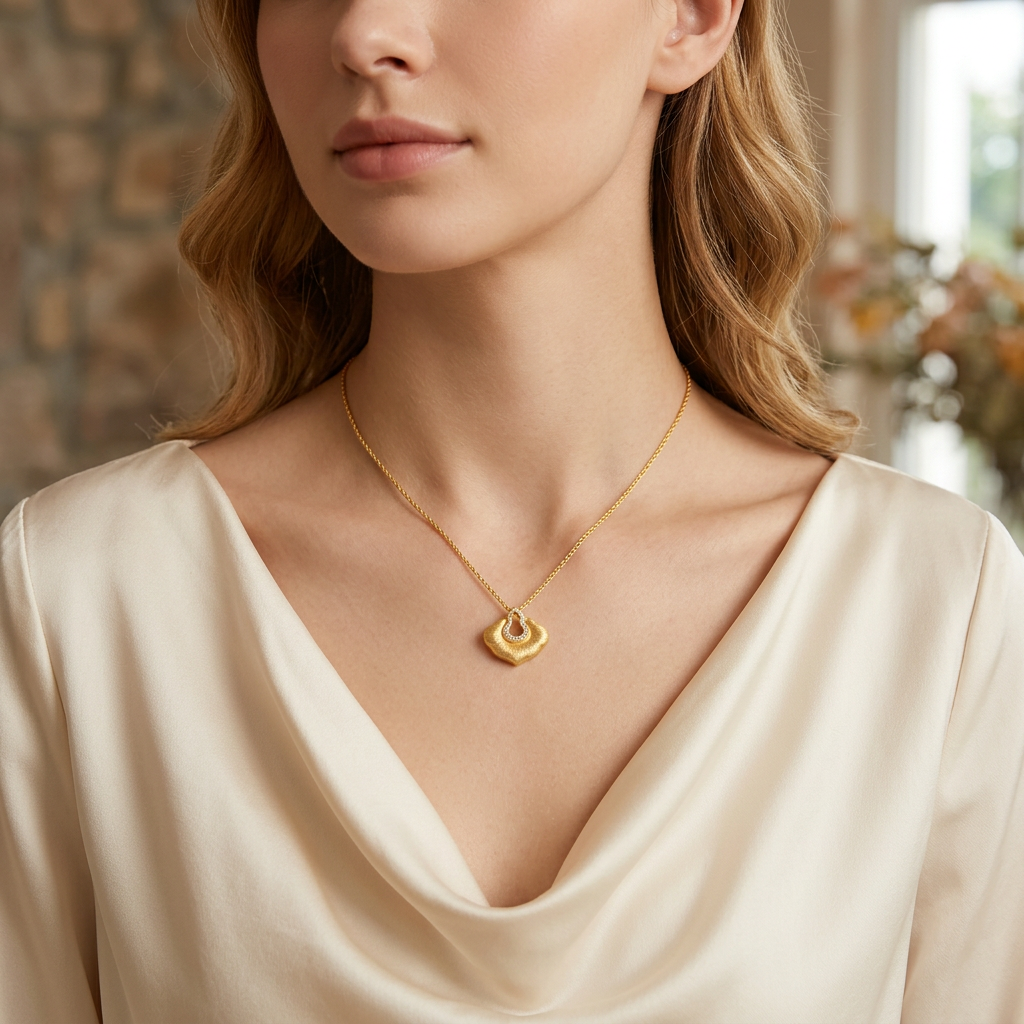 24K Gold Zircon Gourd Lucky Cloud Ruyi Pendant