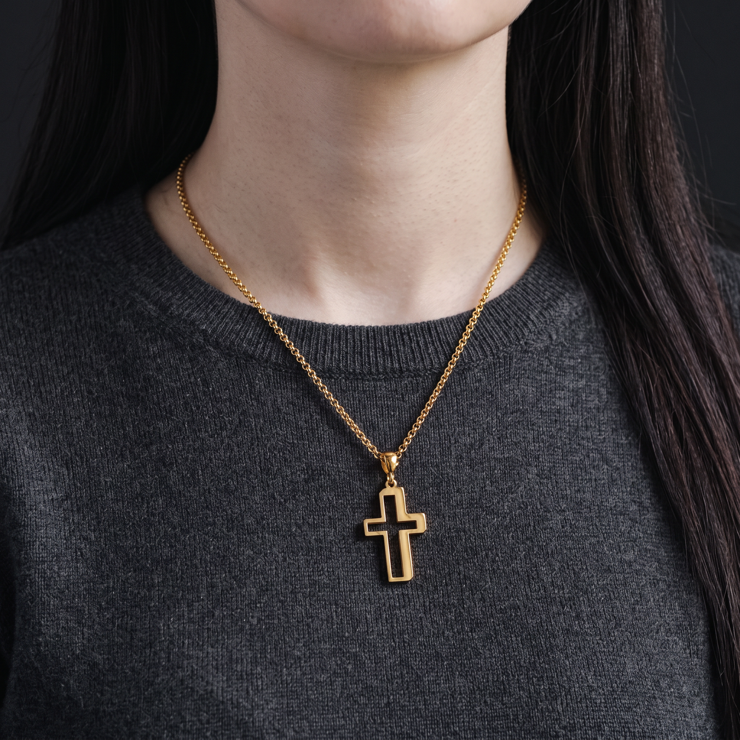 24K 999 Fine Gold Men Women Unisex Cross Charm Minimal Style