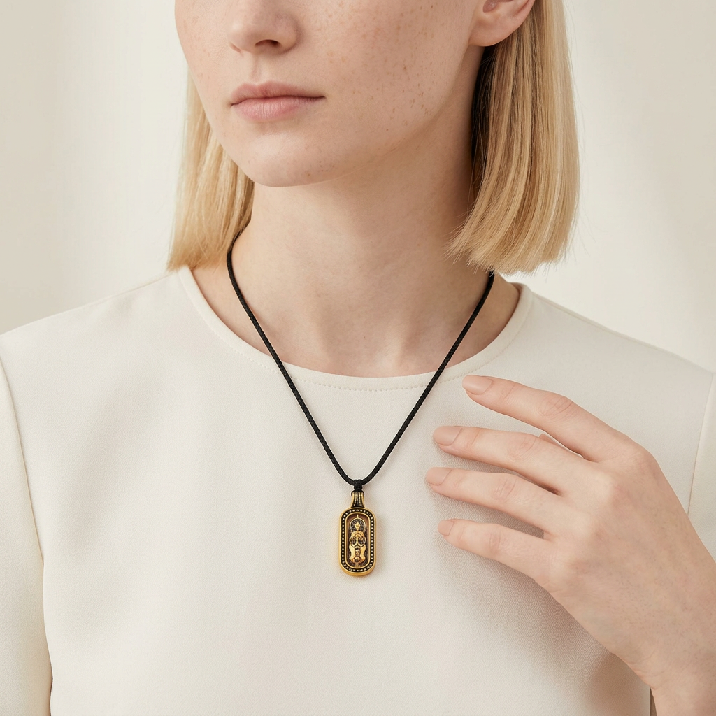 24K Gold Black Pixiu Pendant Unisex Wealth Necklace