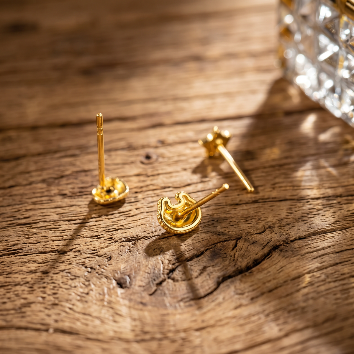 24k 5G Gold Star Ruyi Blessing Bag Stud Earring