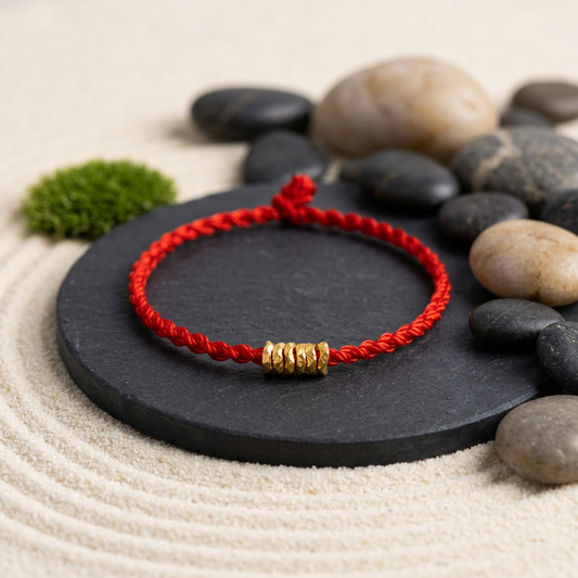24k 999 Gold Minimal Beads Red Rope Bracelet for Men and Women Kids