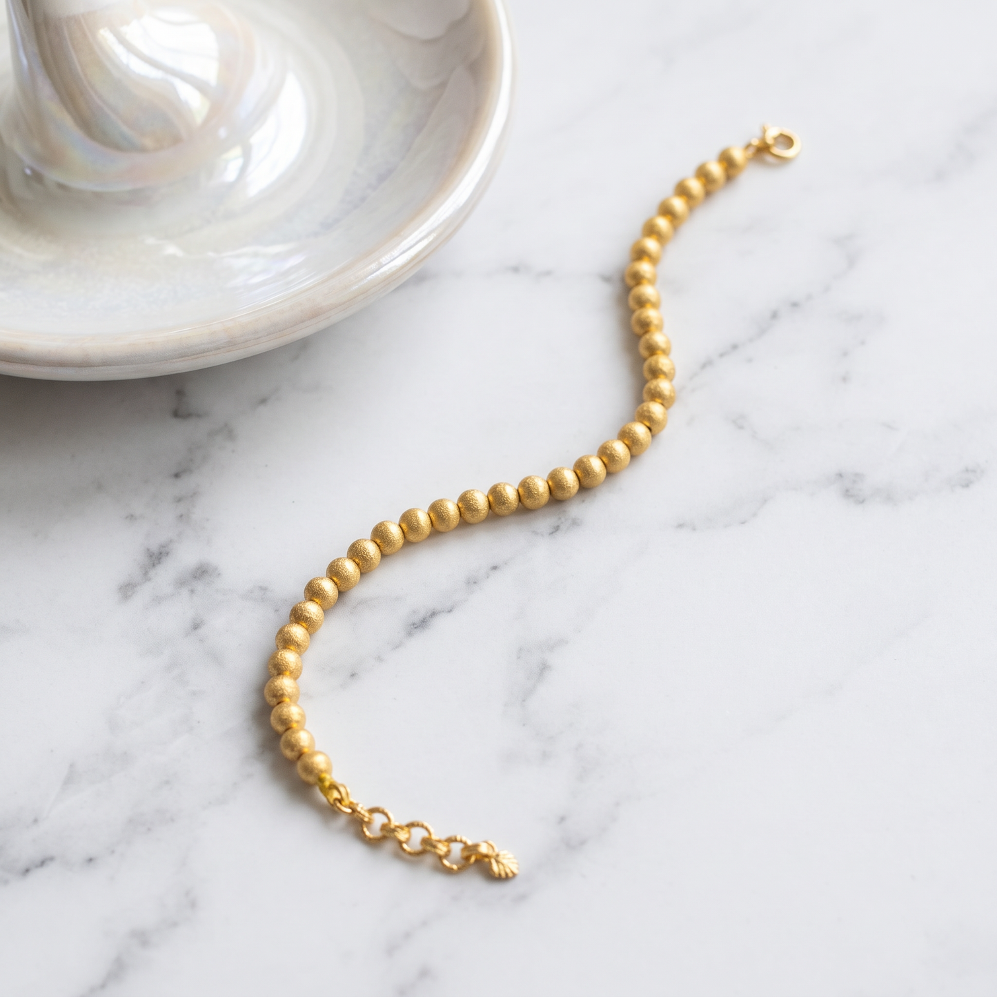 24K 999 Fine Gold Minimal Hammered Pattern Beads D.I.Y Charm Accessories