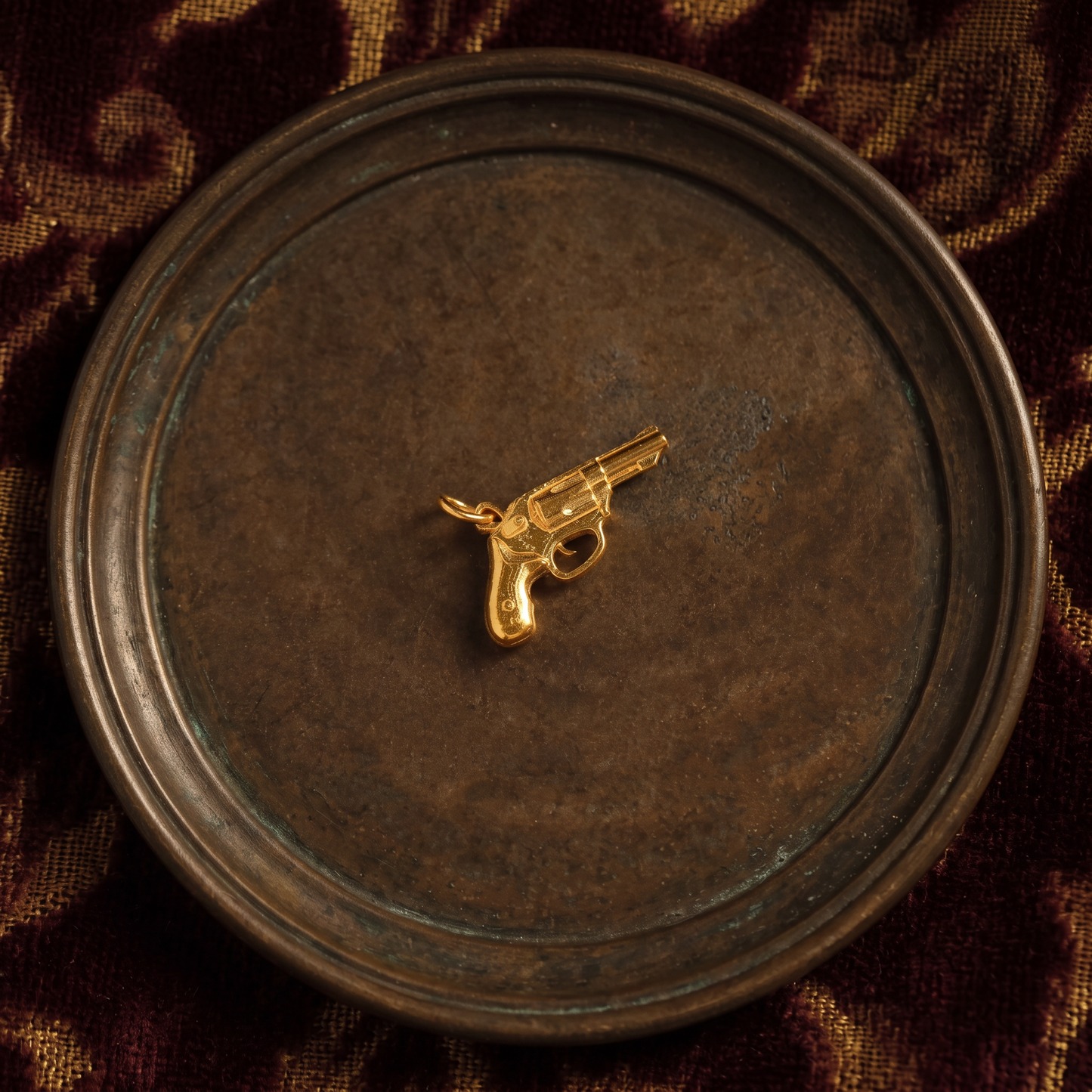 24K 999 Fine Gold Mini Vintage Western Cowboy Revolver Pendant Charm D.I.Y