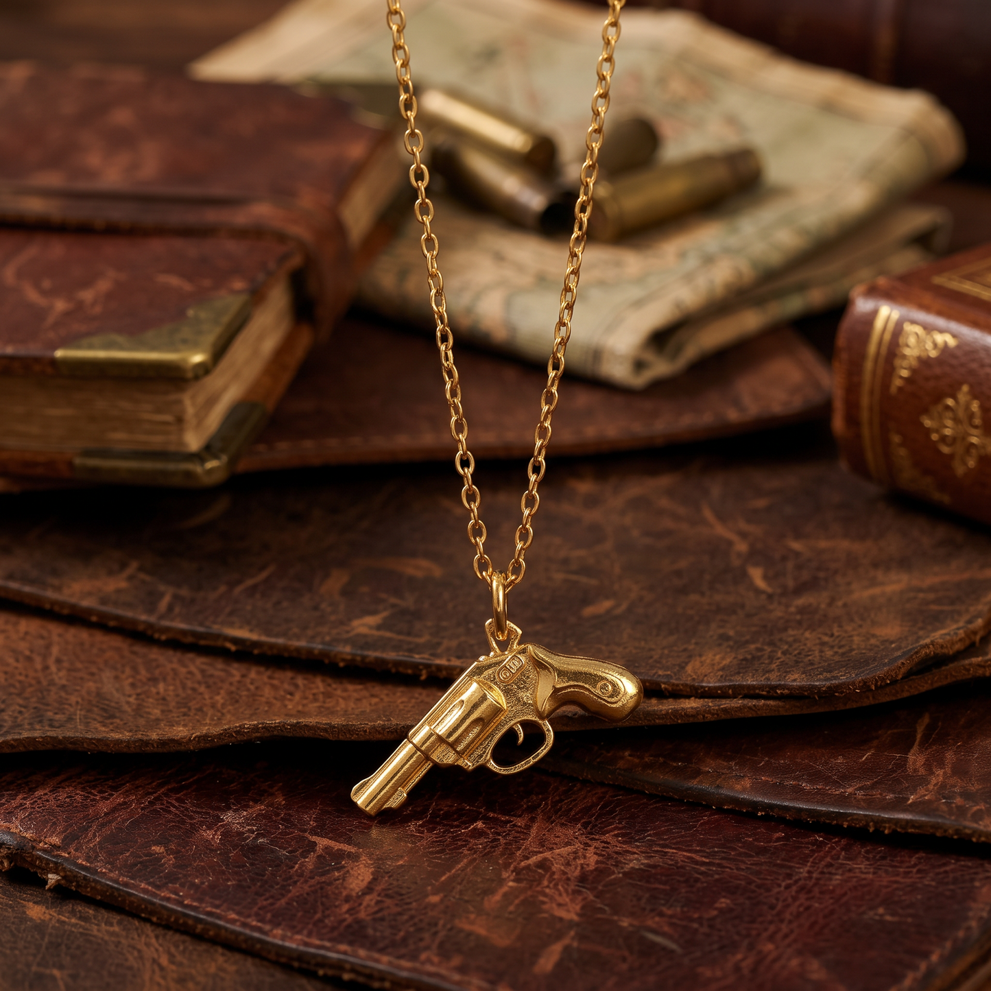 24K 999 Fine Gold Mini Vintage Western Cowboy Revolver Pendant Charm D.I.Y
