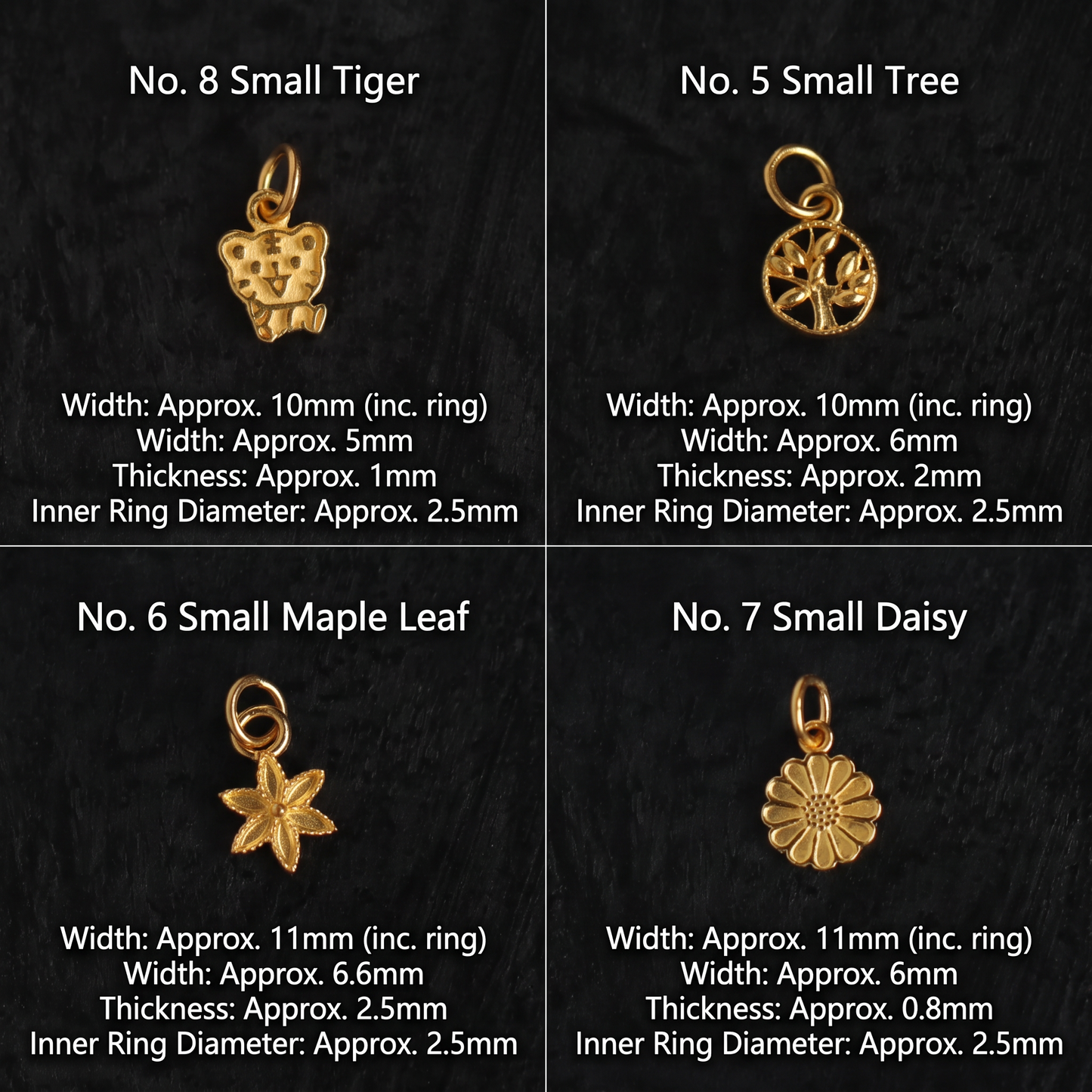 24K 999 Mini Flower Gourd Heart Shapes D.I.Y Charm