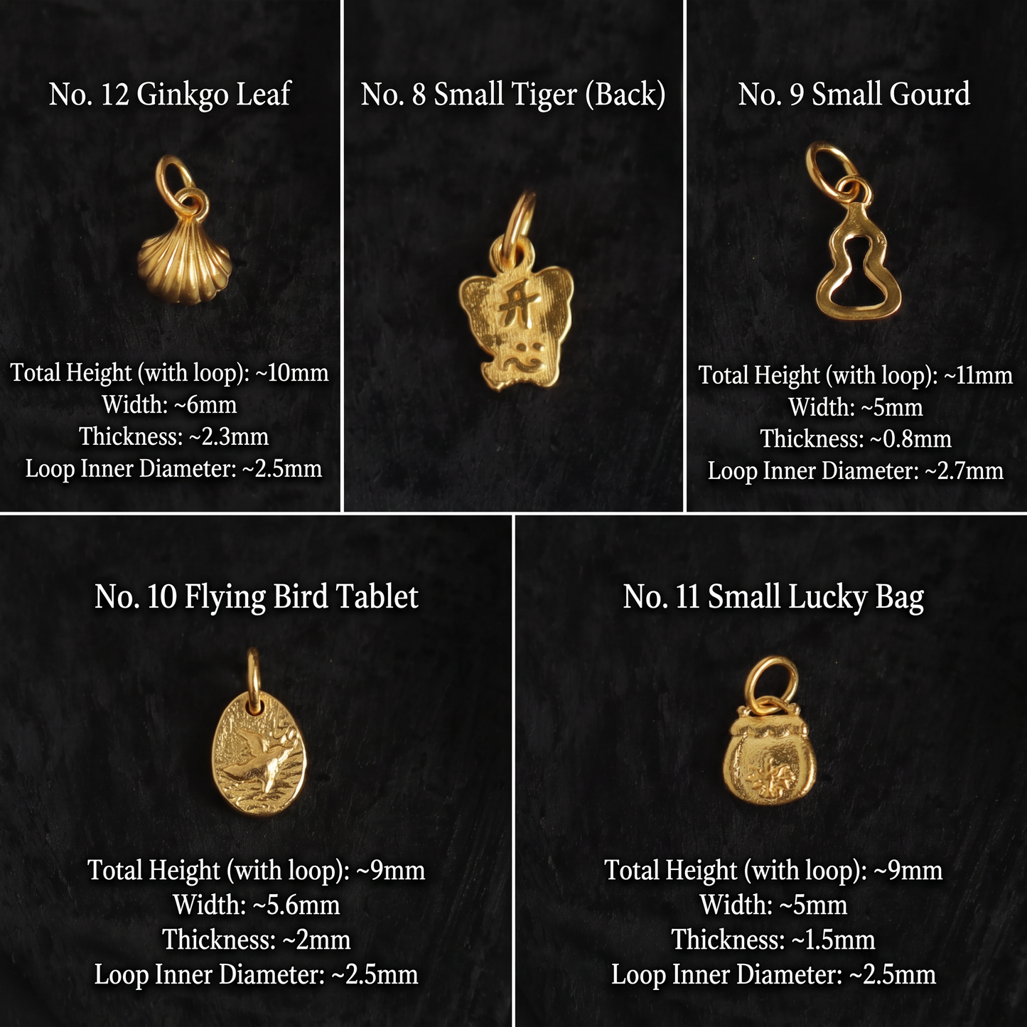 24K 999 Mini Flower Gourd Heart Shapes D.I.Y Charm