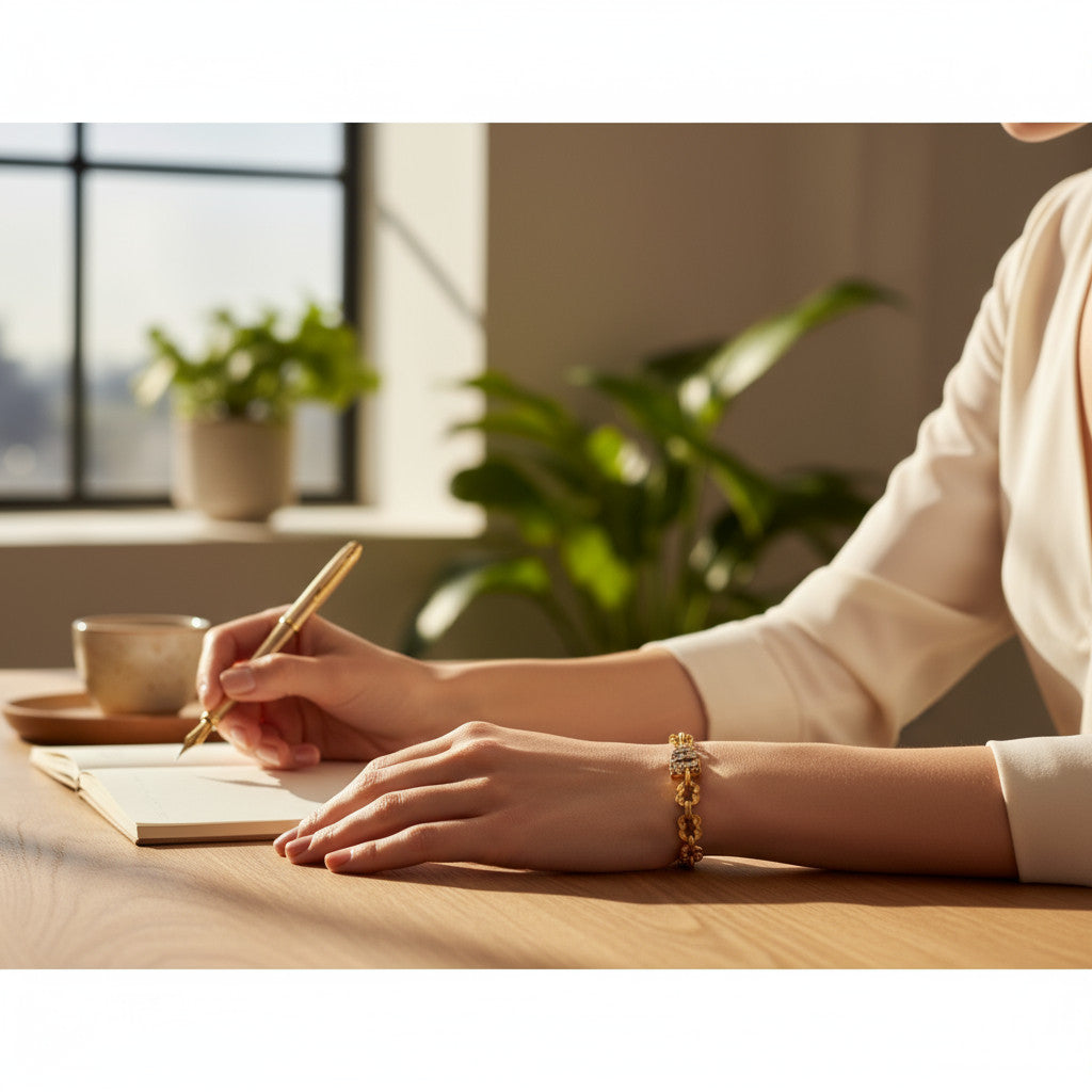 24k Pure Solid 999 Gold Lucky Charm Lotus Flower Chain and Link Bracelet