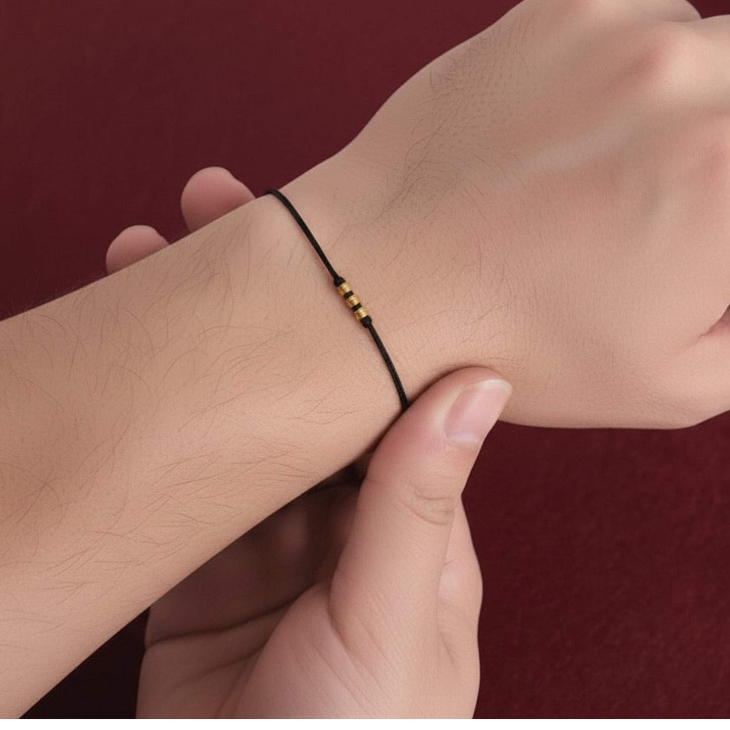 24k Solid 999 Gold Minimal Mini Beads Woven Bracelet