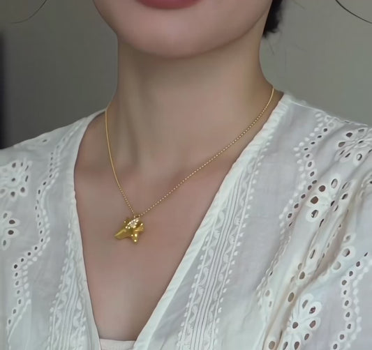 24k Pure Gold 5D Gold Flying Wings Pendant