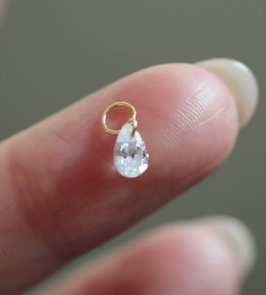 14K Gold Minimal Dainty Delicate Teardrop D.I.Y Charm Pendant