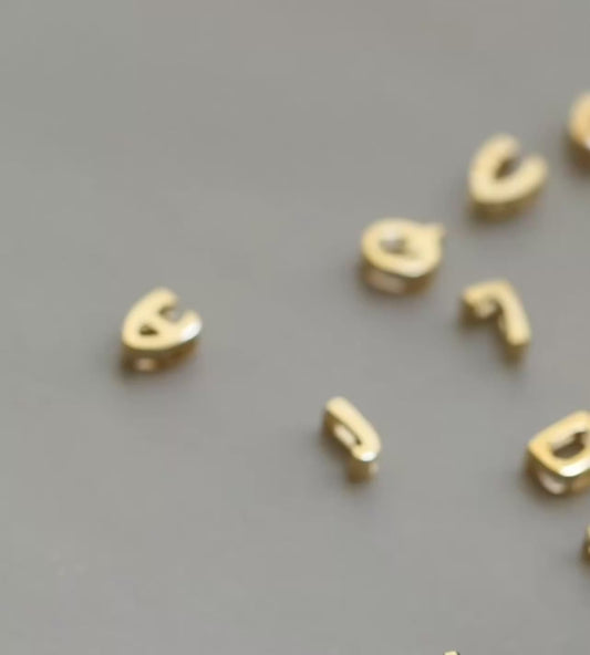 14K Gold Minimal Dainty 26 alphabet Letter Name Initial Pendant D.I.Y Charm