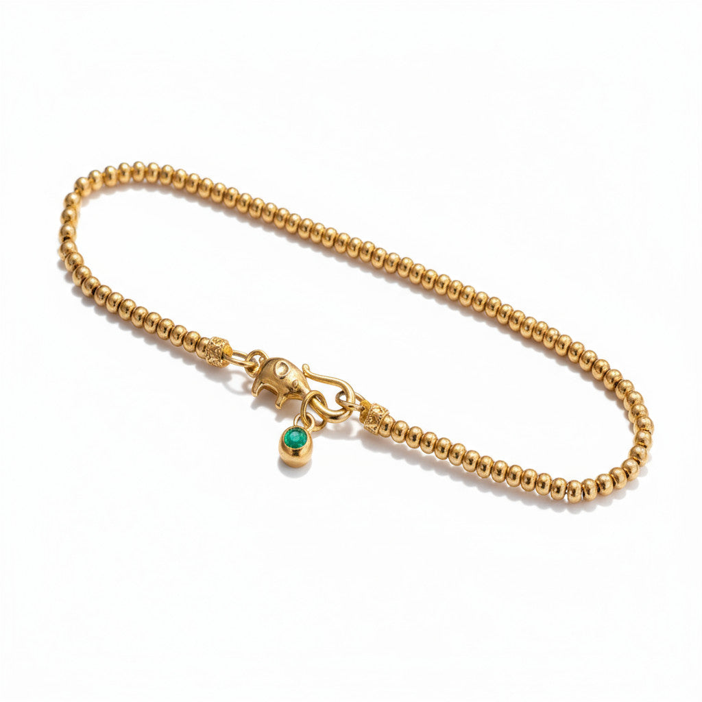 24k Pure 999 Gold Chain Beads Golden Elephant Buckle Bracelet