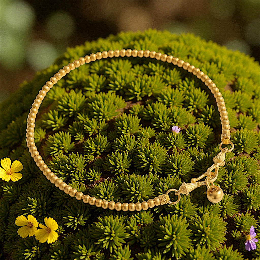 24k Pure 999 Gold Chain Beads Bracelet