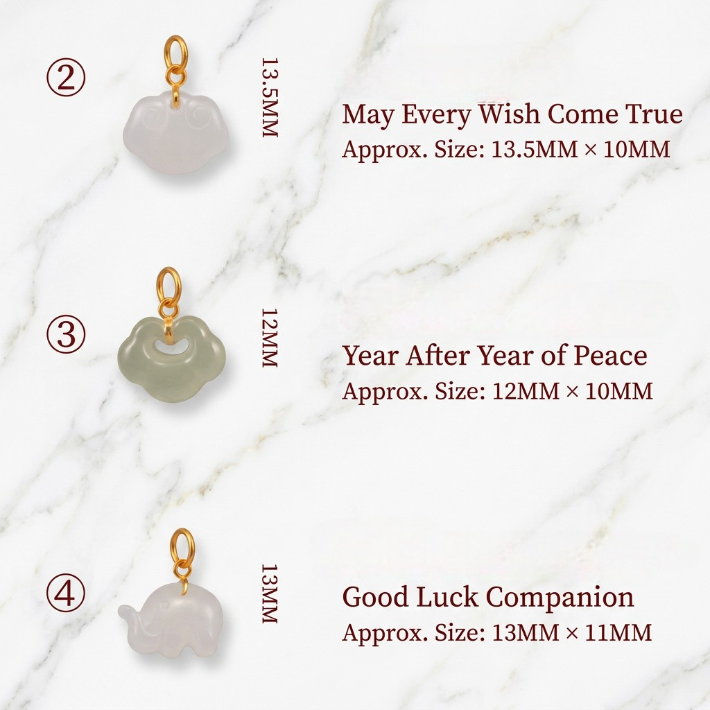 24k Fine Gold Jadeite Jade Ruyi Elephant Gourd Charm D.I.Y Jewelry Making