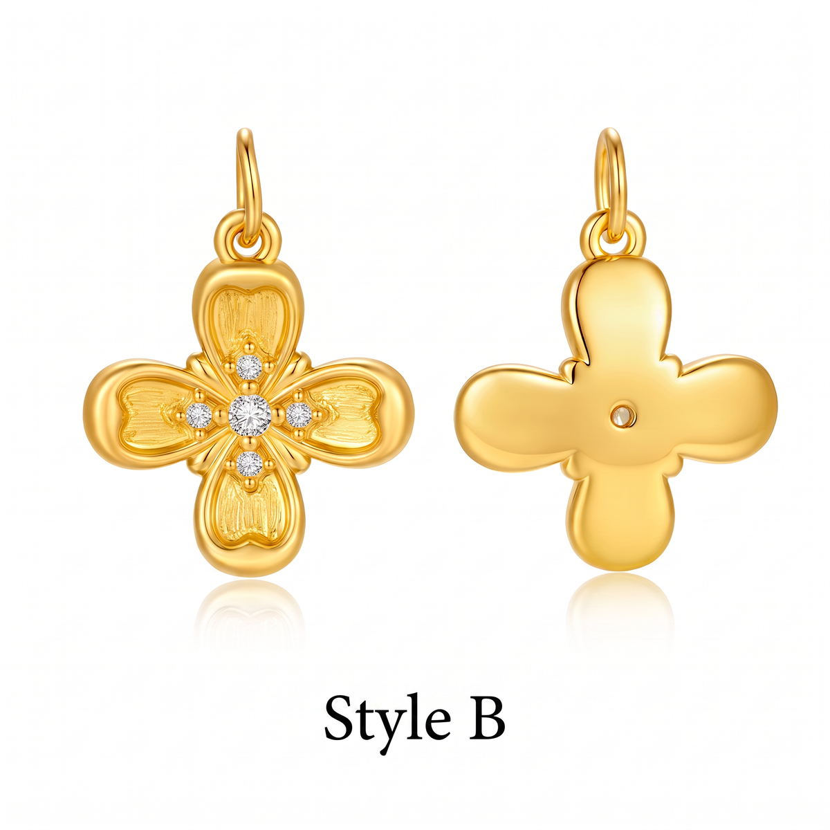 24K Gold Flower Charm Pendant
