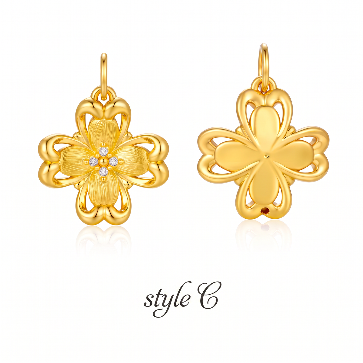 24K Gold Flower Charm Pendant