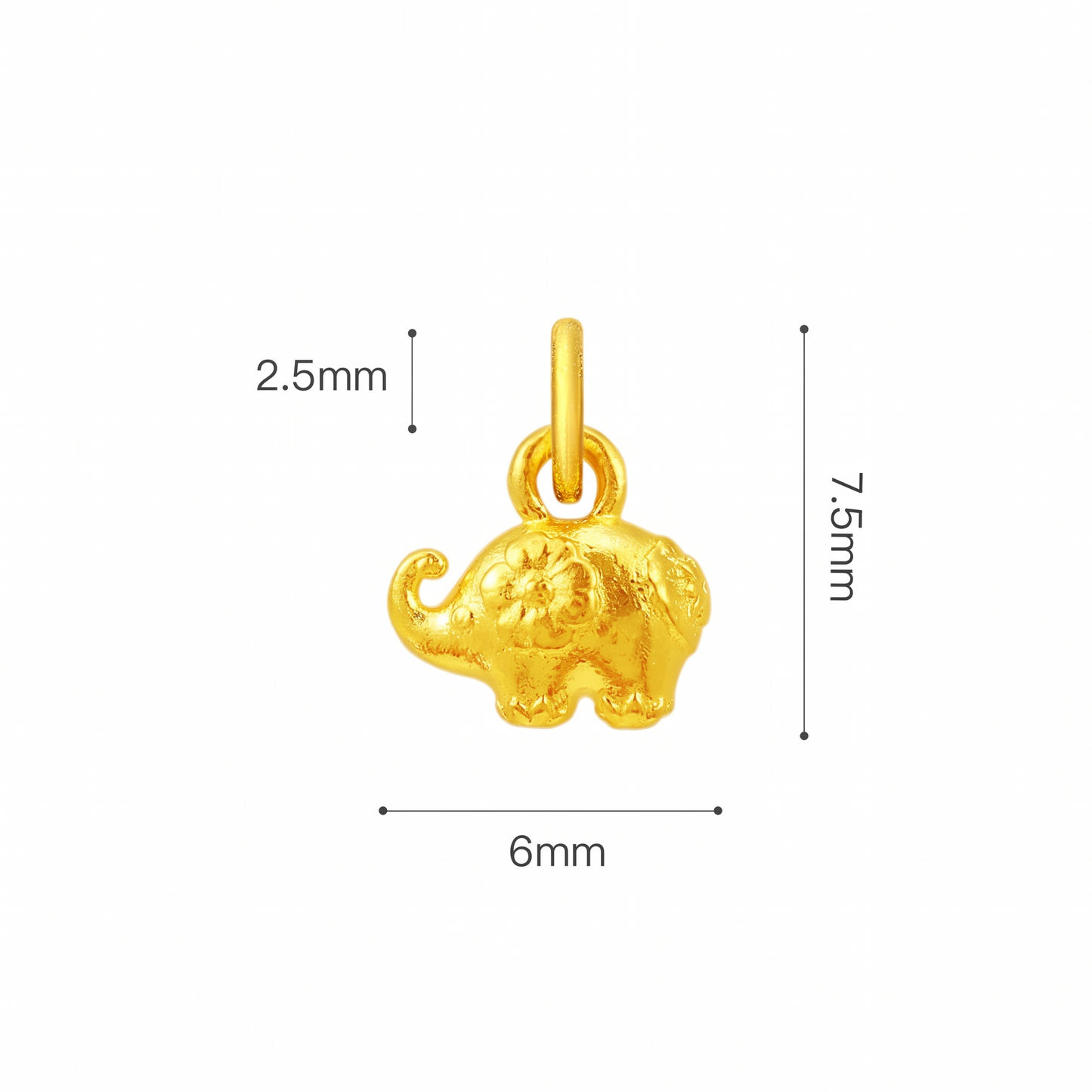 24K Pure Gold Hand-Chased D.I.Y Mini Elephant Auspiciousness Good Fortune Charm