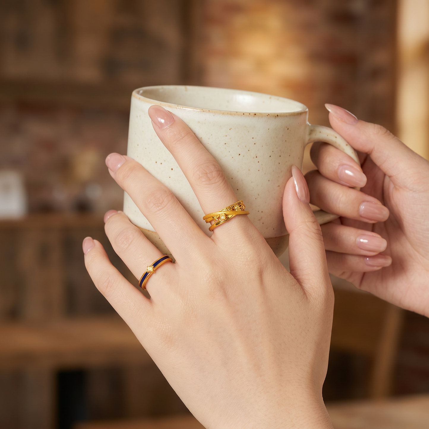24k Pure Gold 5D Minimal Style Band Stacking Ring