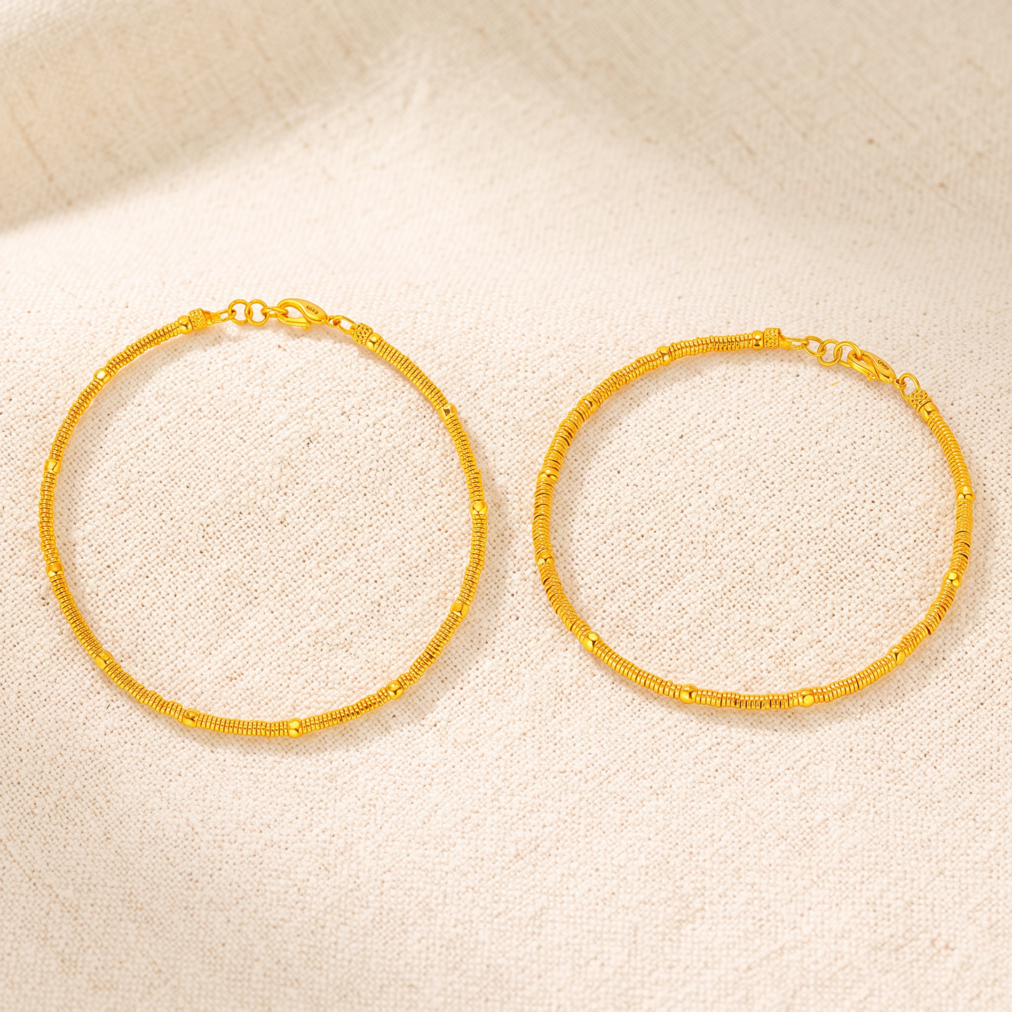 24k Pure 999 Gold Beads Minimal Minimalist Charm Bracelet