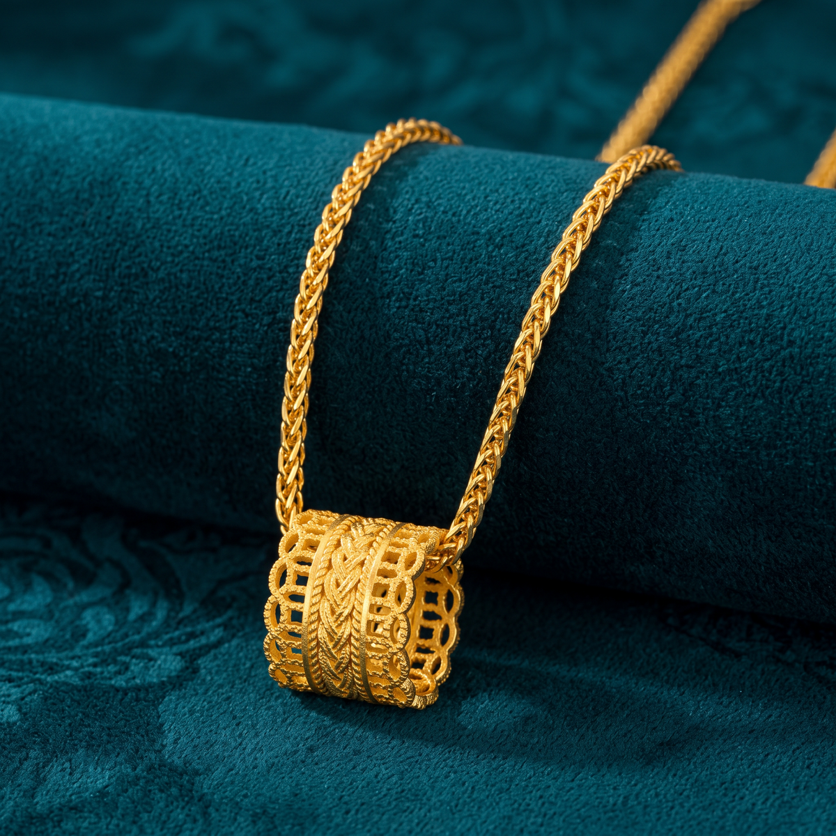 24k Real 999 Gold Lace Loop Minimal Pendant