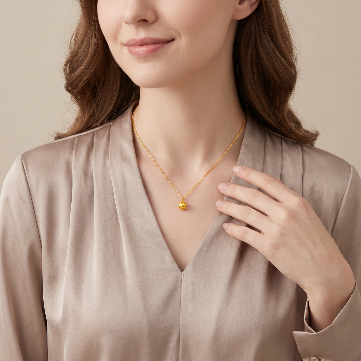 24k 999 Gold Persimmon Star and Blessing Lock Charm D.I.Y Pendant