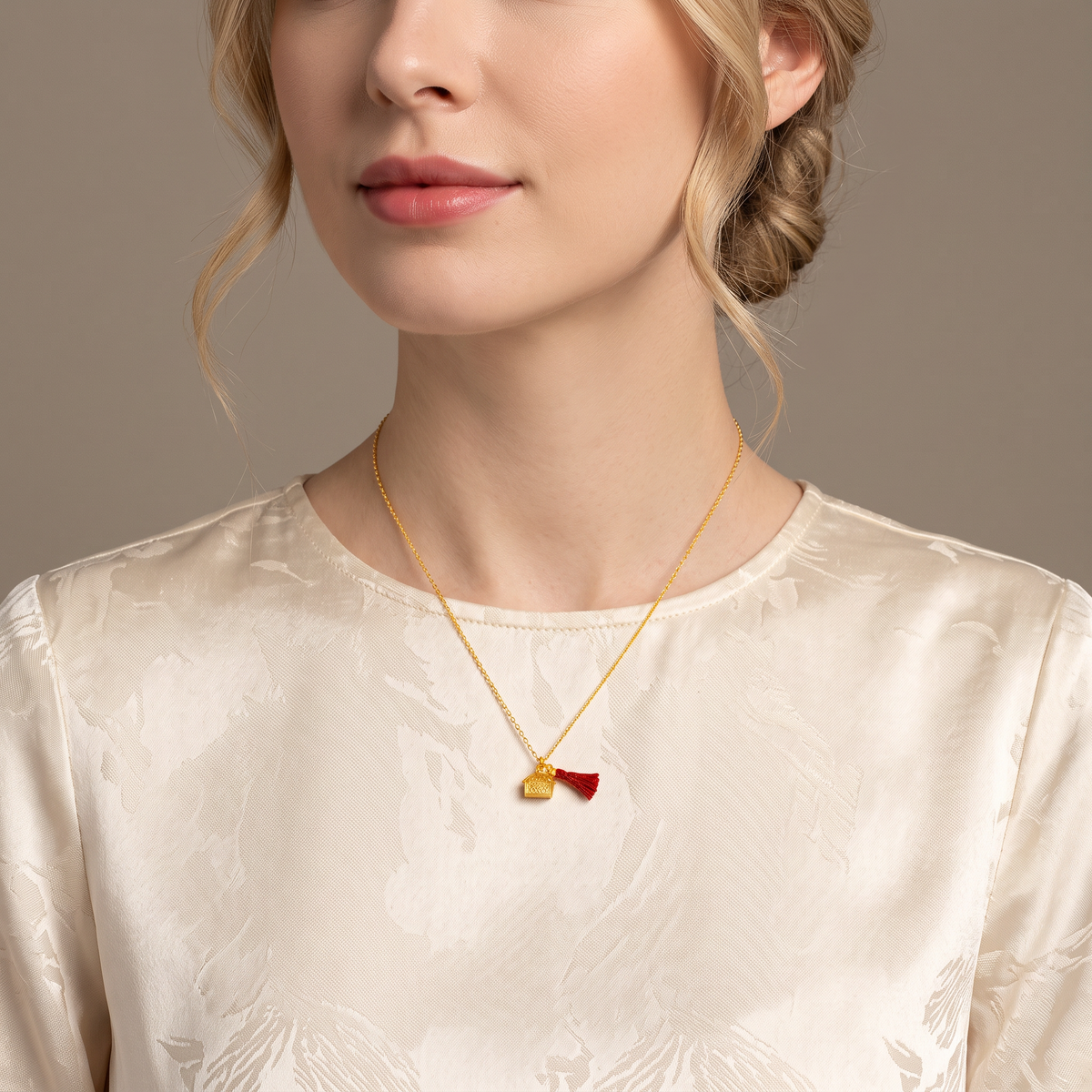 24K 999 Gold Auspicious Fortune Blessing Seal Pendant Bracelet
