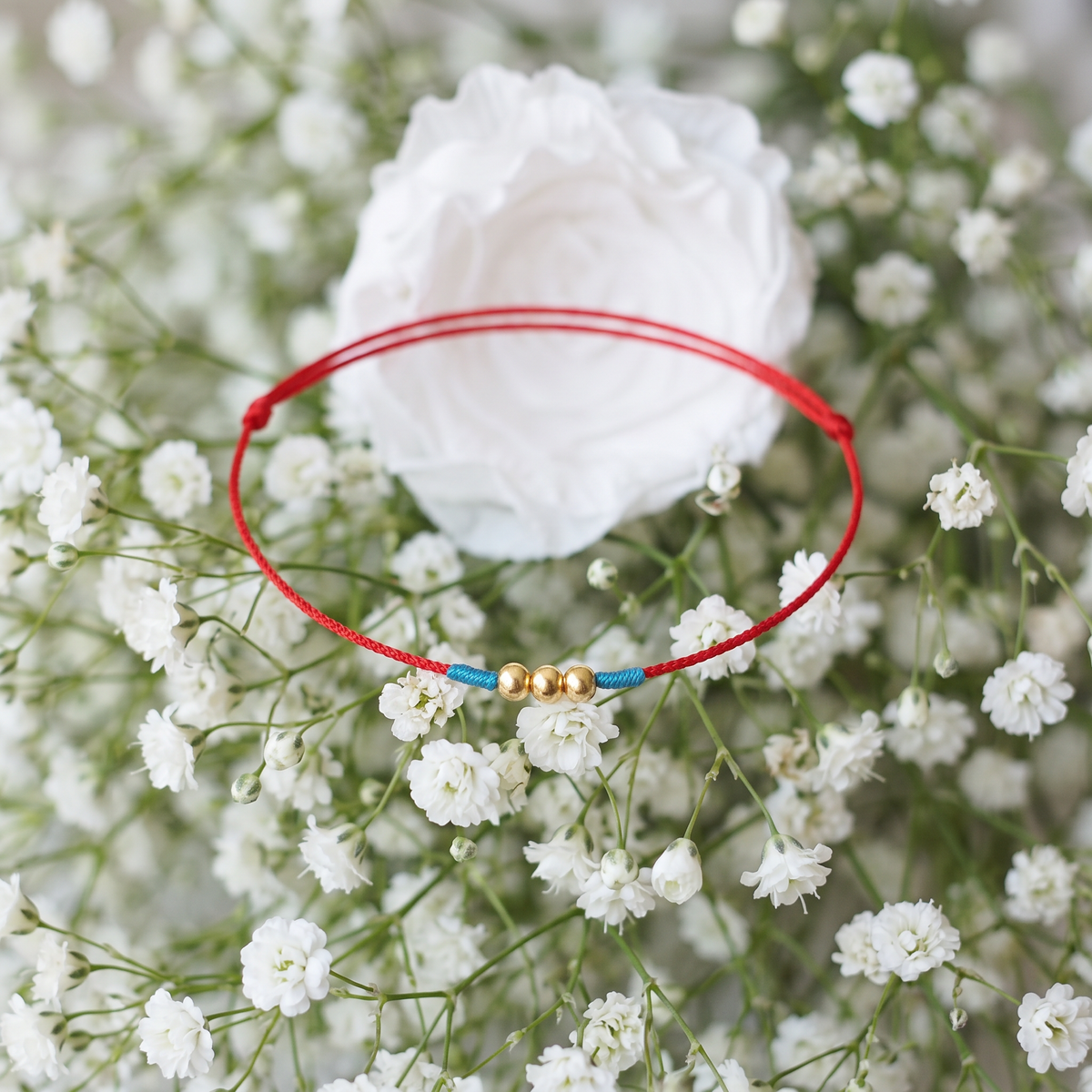 18k Gold Cat Eye Beads Cord Adjustable Bracelet