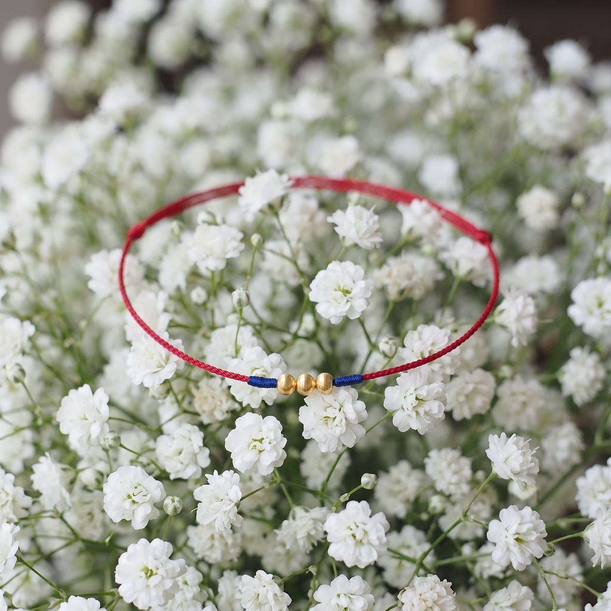 18k Gold Cat Eye Beads Cord Adjustable Bracelet