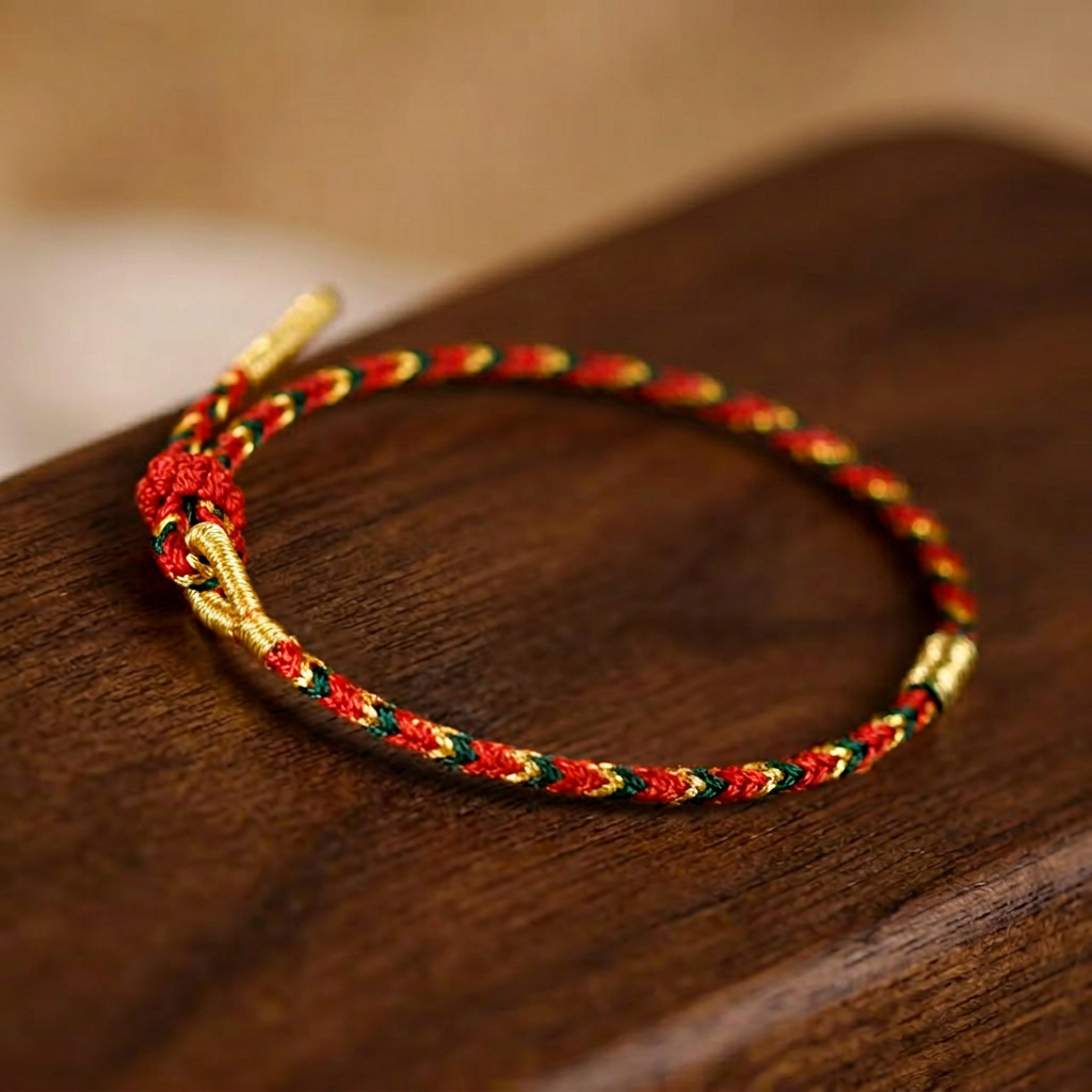 24K Gold Heart Charm with Weaving Bracelet