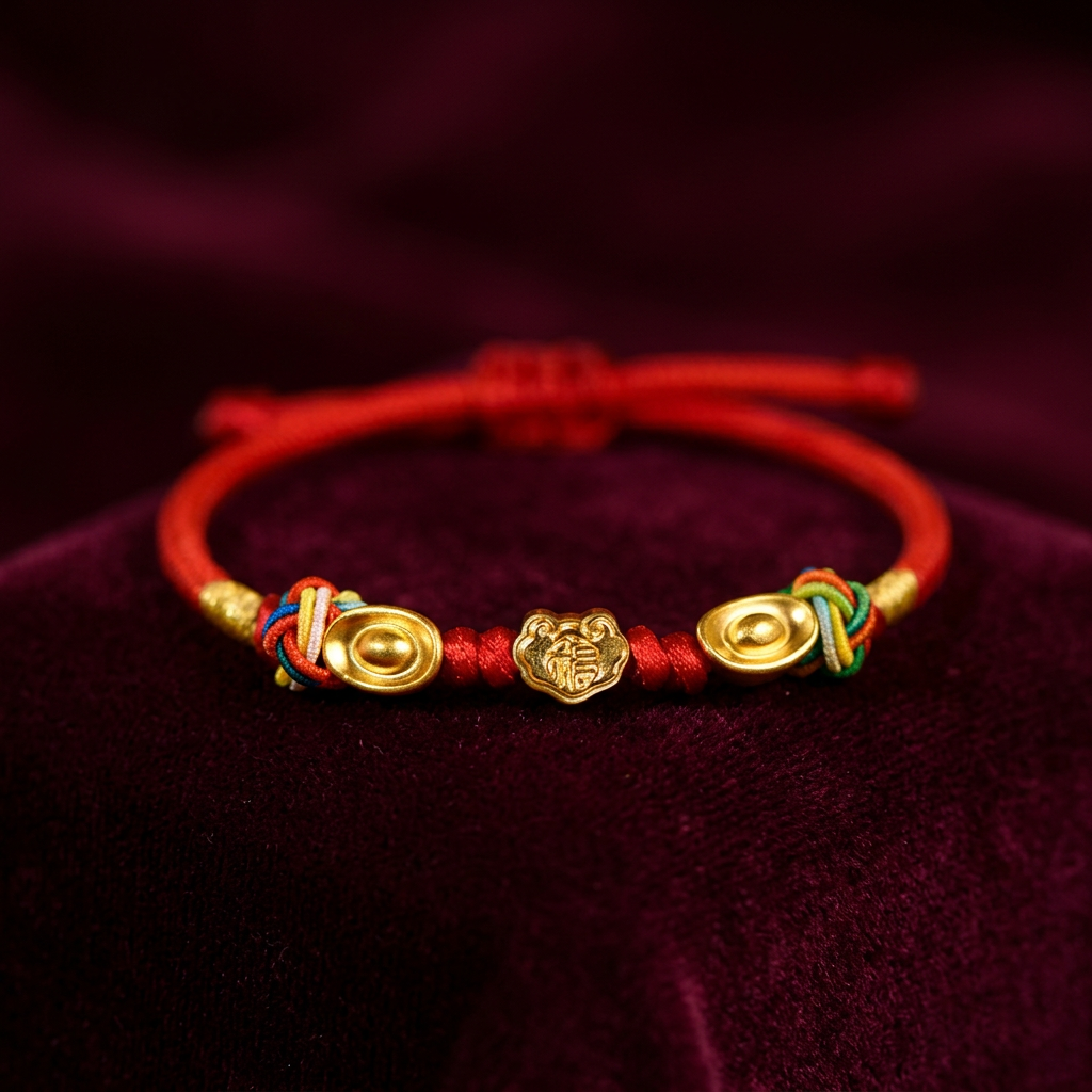 24K 999 Gold Lucky Auspicious Cloud Ruyi Lock Gourd Weaving Bracelet Adult and Kid