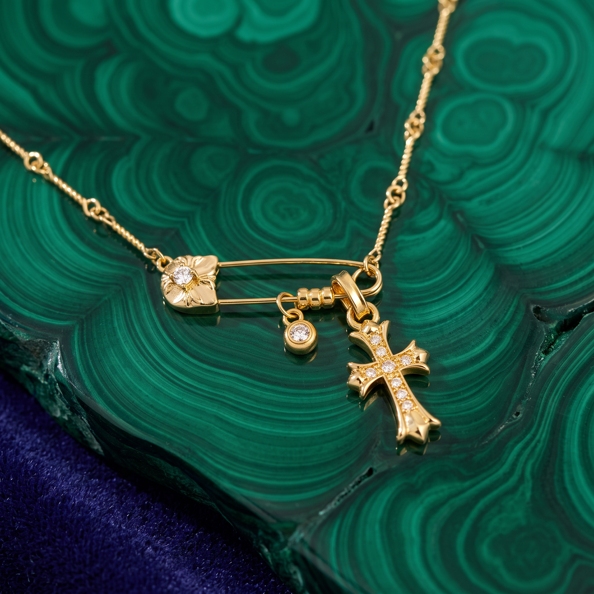 24k 999 Gold Cross Vajra Iris Flower Pendant Spacer Beads Decorative Accessory Unisex D.I.Y Craft