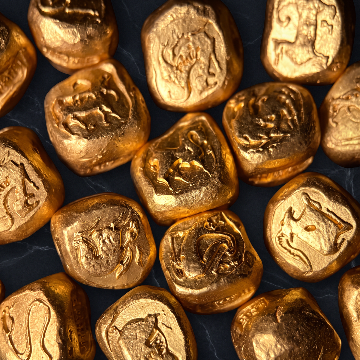 24k 999 Gold Chinese Zodiac Gold Bead Spacer Antique Style D.I.Y Craft Supply