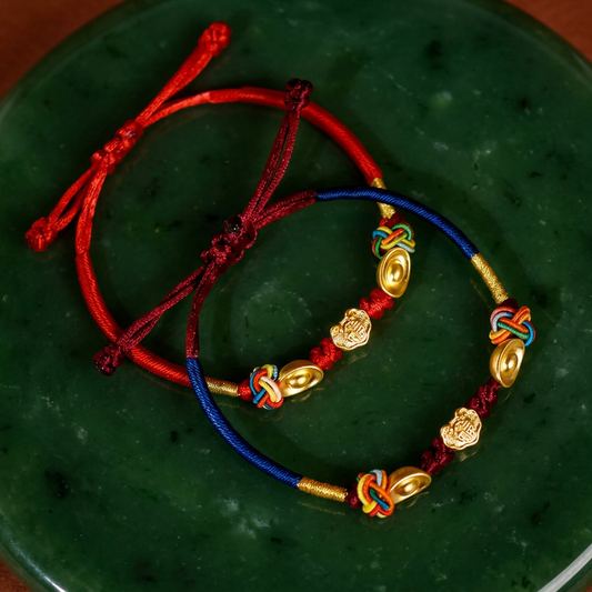 24K 999 Gold Lucky Auspicious Cloud Ruyi Lock Gourd Weaving Bracelet Adult and Kid