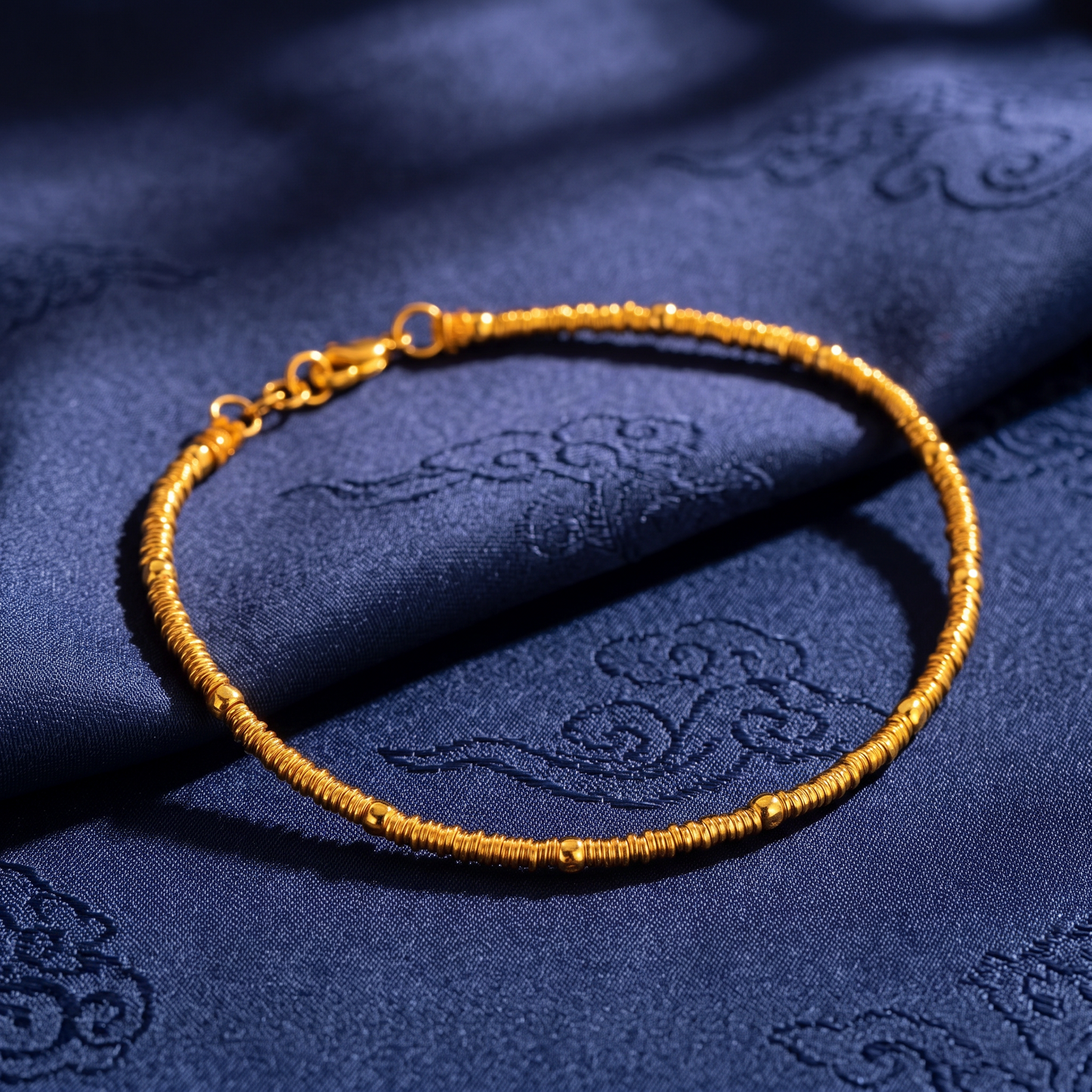 24k Pure 999 Gold Beads Minimal Minimalist Charm Bracelet