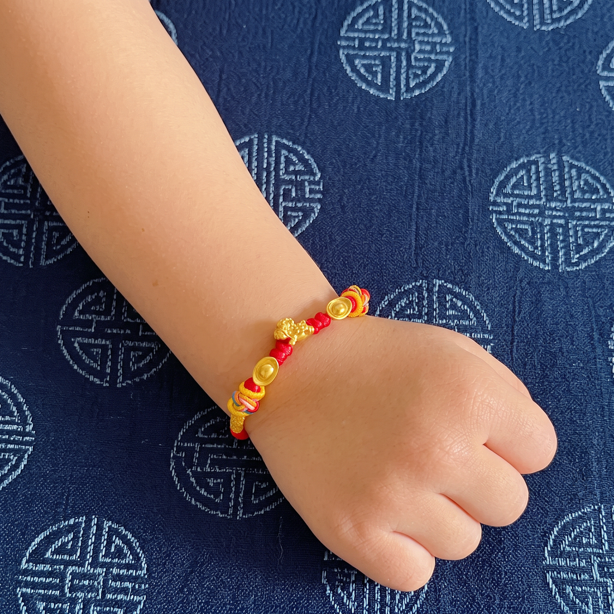24K 999 Gold Little Horse Zodiac Charm Adjustable Woven Bracelet Babyshower Kid Birthday Gift