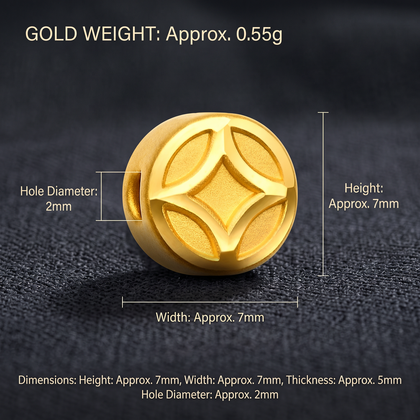 24K 999 Gold Mini D.I.Y Money Coin Charm