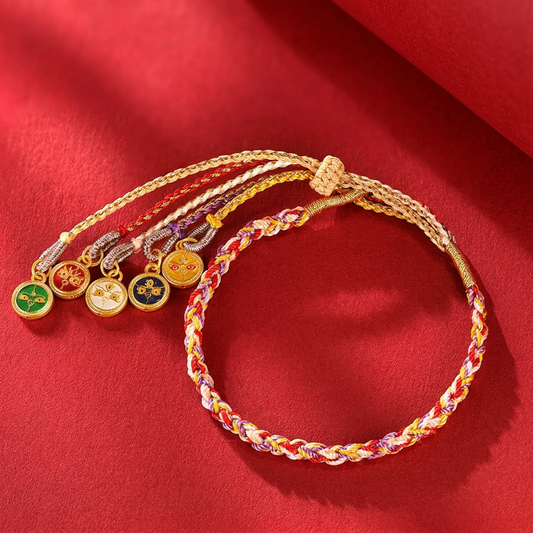 24K 999 Gold Lucky Five-Way Wealth God Cord Bracelet