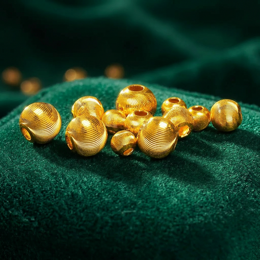 24K Fine 999 Gold Cat Eye Bead D.I.Y Spacer Charm for Jewelry Making