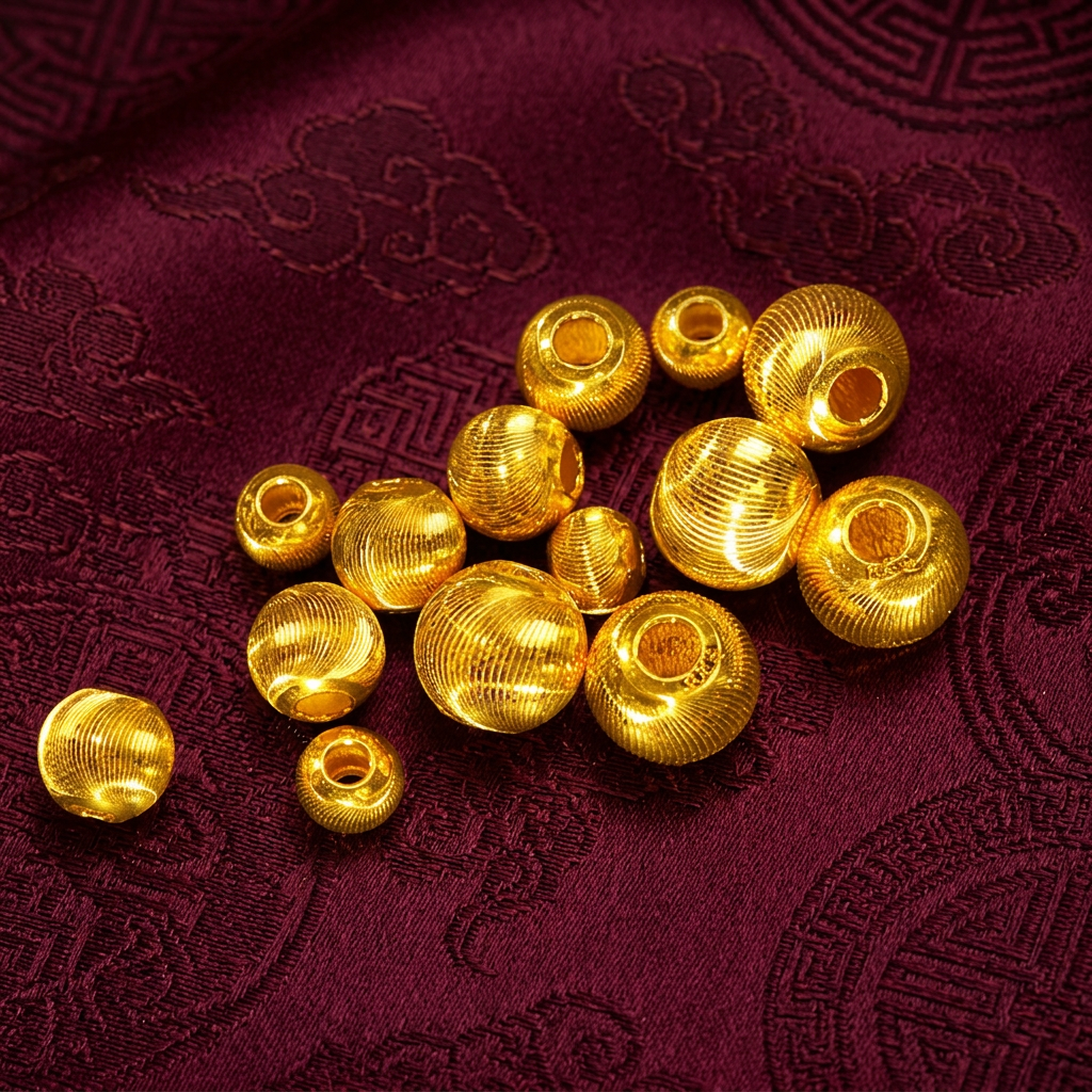 24K Fine 999 Gold Cat Eye Bead D.I.Y Spacer Charm for Jewelry Making