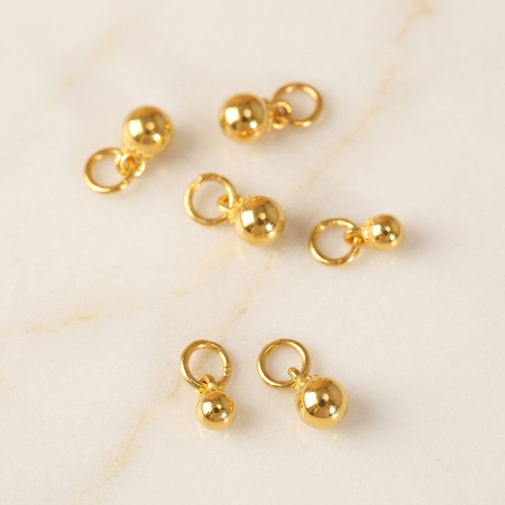 24k 999 Solid Gold Mini Bell D.I.Y Jewelry Making for Bracelet Necklace