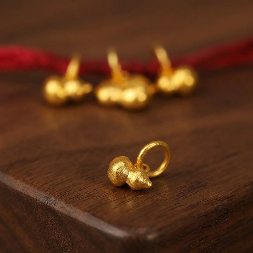 24k 999 Solid Gold Mini Chinese Blessing Gourd  D.I.Y Jewelry Making for Bracelet Necklace