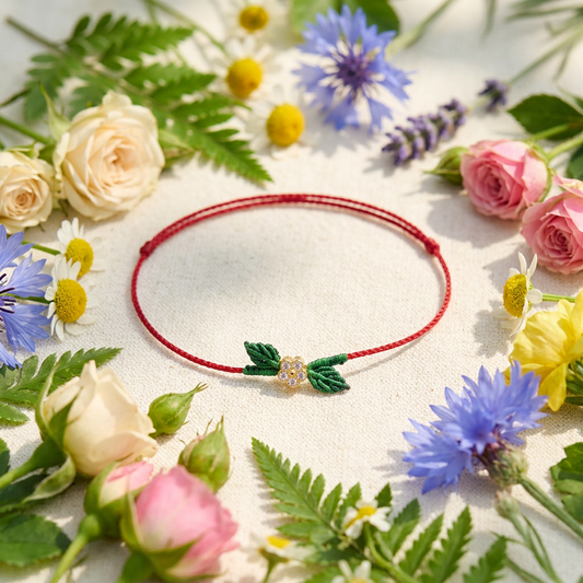 24K Gold Mini Flower Zircon Charm Colorful Summer Floral Ultra-Thin Adjustable Bracelet