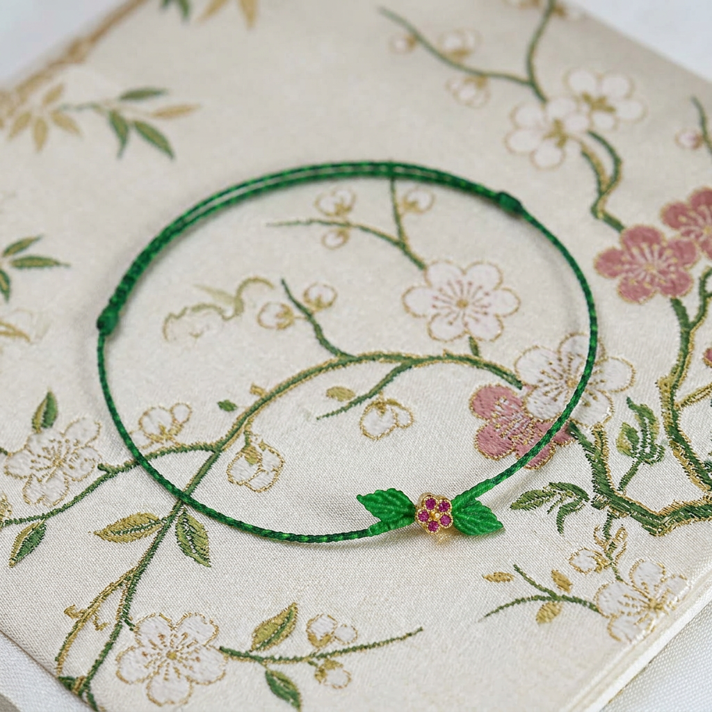 24K Gold Mini Flower Zircon Charm Colorful Summer Floral Ultra-Thin Adjustable Bracelet
