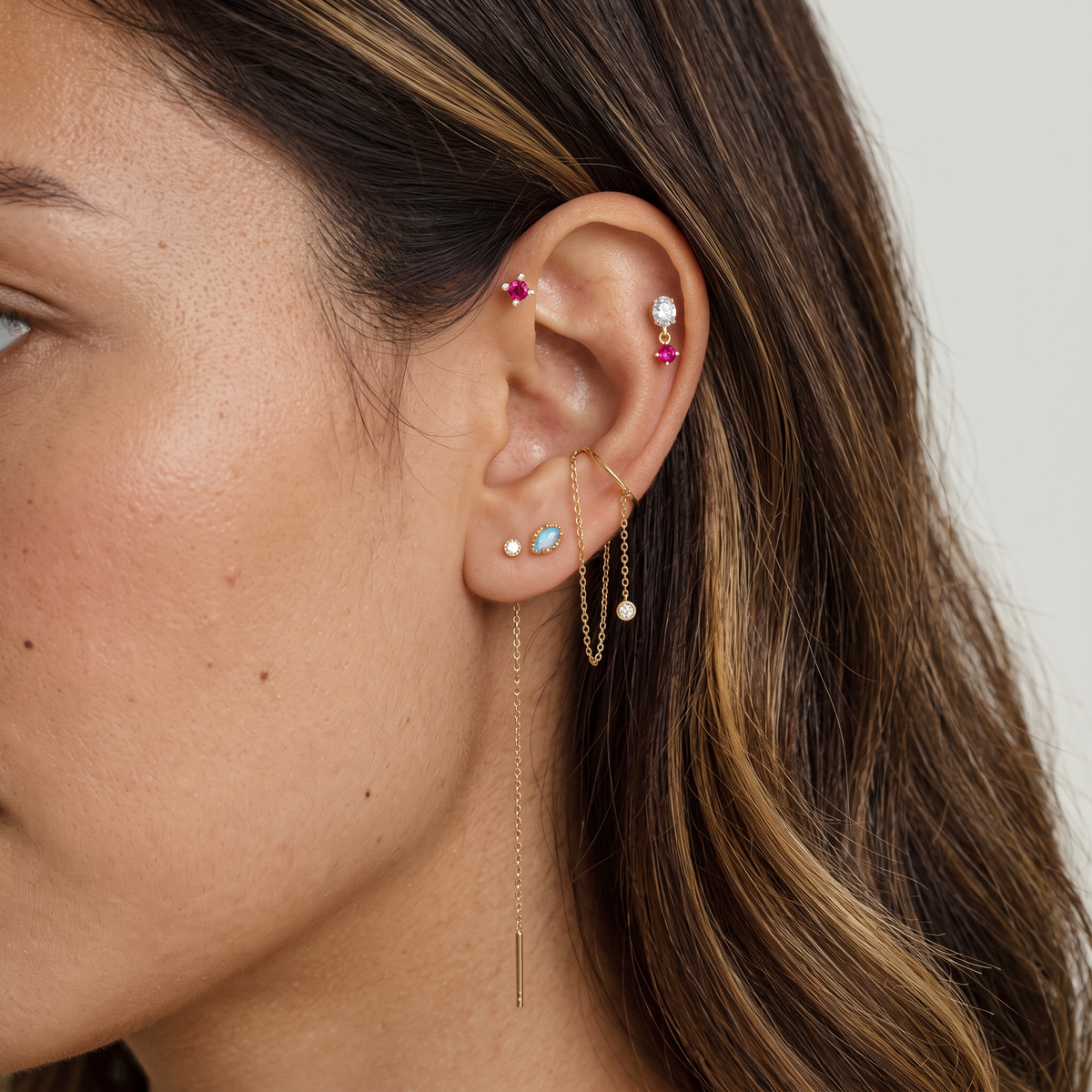 18K Gold Minimal Stud Dangle Earrings
